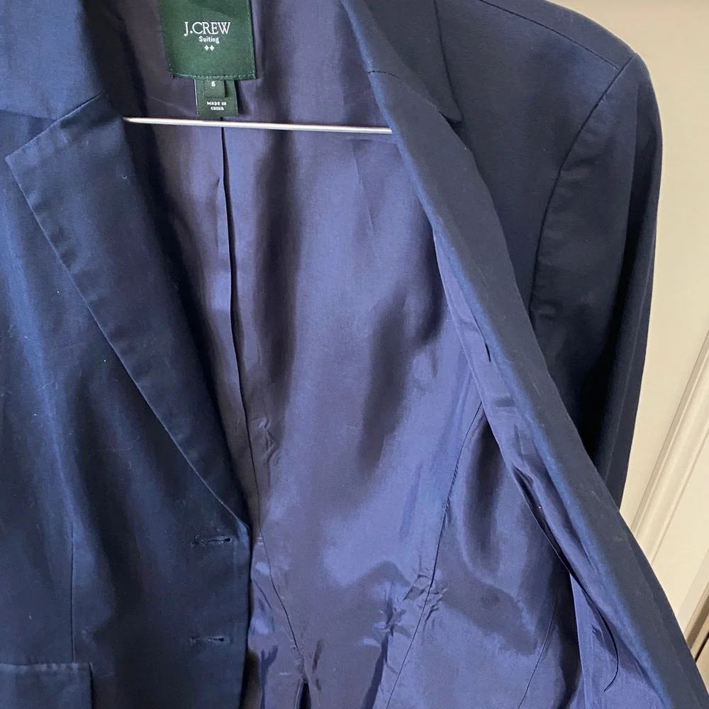 J. Crew Navy Blue Preppy Suiting Cotton Blazer Size 6